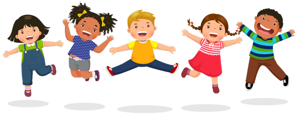 Cartoon Children jumping in the air and smiling